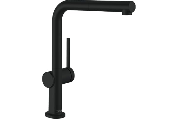 hansgrohe Talis M54 - Mitigeur de cuisine avec douchette extractible, 1 jet, Robinet avec hauteur sous bec 270 mm, Robinetterie avec bec pivotant et extensible, Noir mat, 72808670