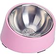 SuperDesign Mess Free 15° Slanted Bowl for Dogs and Cats, Tilted Angle Bulldog Bowl Dog Feeder, Non-skid & Non-spill, Easier to Reach Food L/2 Cup Pink