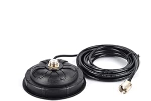 UAYESOK So239 - Soporte magnético para antena de radio, 115 cm de diámetro, para antena de radio CB HF VHF UHF con cable coaxial RG58 de 5 m, enchufe PL-259 para coche, autobús, taxi, camión