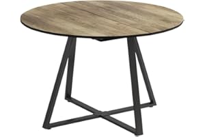 ‎VICCO Vicco Esstisch Loyd, Eiche rustikal/Schwarz, 120 x 120 cm ausziehbar