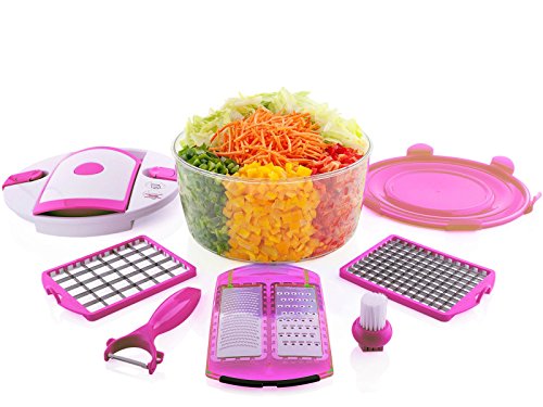 Orignal Genius Salat Chef Set 8-tlg. Gemüseschneider Obstschneider Deckel TV NEU, Farbe:grün - 7