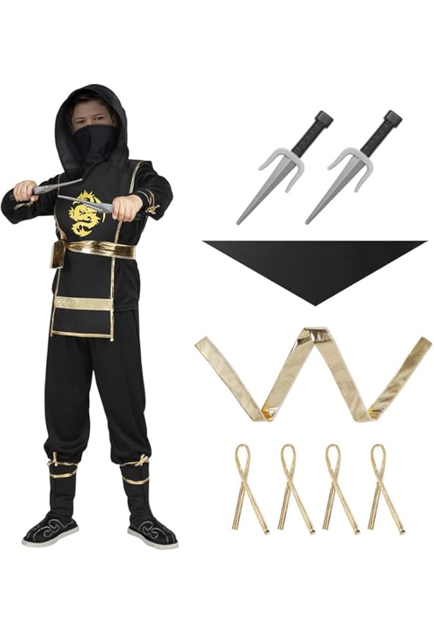 Tacobear Ninja Kostüm Anzug Halloween Kostüm Jungen Ninja Kostüme Kinder Rot Schwarz Halloween Karneval Verkleidung Fasching Kostüme Für Kindern 3-12 Jahre (3-4 Jahre