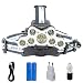 Produktbild Huntvp LED Stirnlampe Superhell 7*XML-T6+2R2 9000LM Scheinwerfer Wiederaufladbar Headlight 6 Modi Wasserdicht Kopfleuchte mit SOS Pfeife Nachtsicht für Angel Radfahren Laufen Jage Bergarbeit