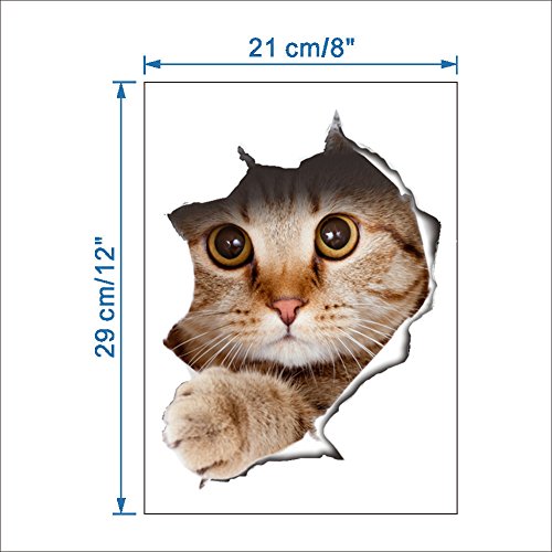 Colorfulworld 3D Kätzchen Wandaufkleber Wandtattoo für Kühlschrank Dekoration Wall Art Sticker Decal (cat) - 4