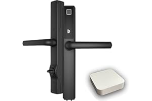 Blusafe Origin Smart Keyless Door Handle for Home Security, App Control, Key Card, Remote Lock/Unlock Black WiFi Bridge Included