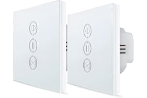 LoraTap ２x Interrupteur Volet Roulant Connecté, Ouverture Réglable, Commutateur Rideau Stores WiFi, Compatible avec Alexa Google Home pour Commande Vocale, Minuterie Intelligent Moteur Mural