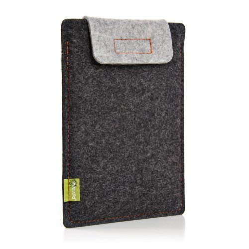 ALMWILD® Hülle Case iPad, iPad Air / Air 2 und 9.7" und iPad Pro 9.7mit / ohne Smart Cover, Galaxy Tab A. Natur- Filz - Sleeve in Schiefergrau, Schwarz. Verschluß in Alpstein- Grau. iPad Air Tasche aus bayerischer Manufaktur
