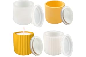 TUXUZAL 2 pezzi portacandele in silicone con coperchio, candele, portacandele in cemento, tealight, stampo in silicone, con coperchio, in resina, in silicone