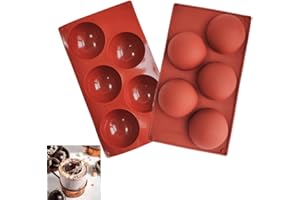 TASHELLS Lot de 2 moules en silicone ronds à 5 trous - 8 cm - En forme de demi-sphère - Pour chocolat, gâteau, gelée, mousse de dôme