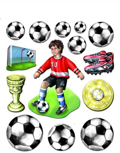 stickerkoenig Adesivo 3d sticker parete adesivo da parete - Set Calcio con calciatore, palloni da calcio, trofeo - Deko anche per finestre, armadi, porte etc su arco