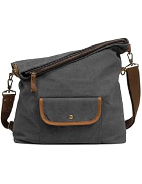 ECOSUSI Umhängetasche Canvas Schultertasche Retrostil Freizeittasche für Damen Herren
