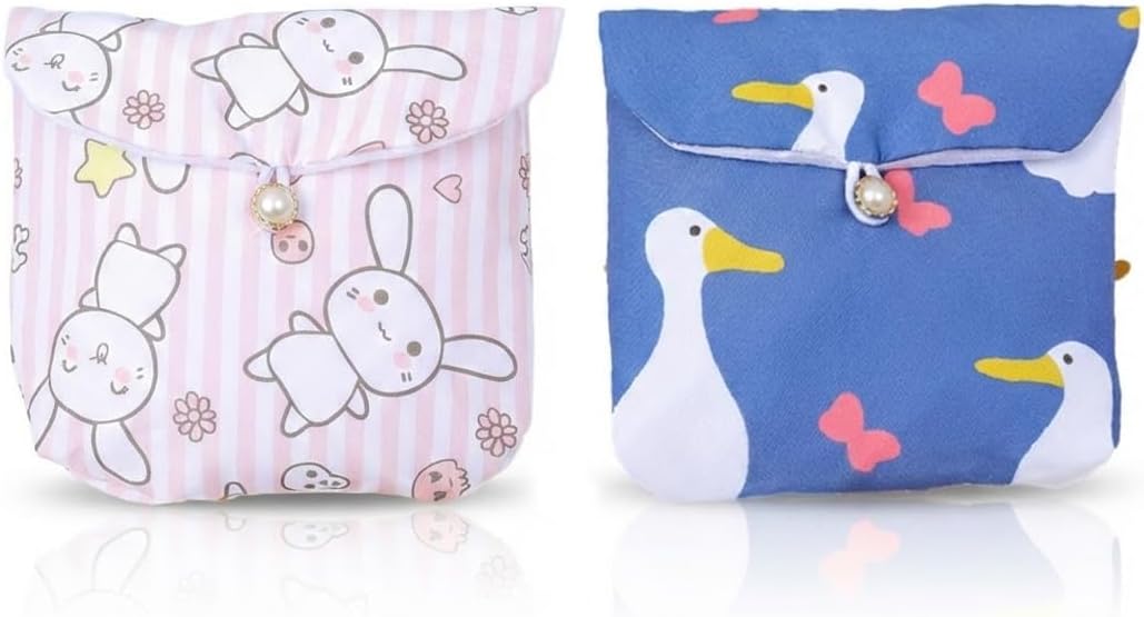 FIMWOLZ Bolsa de Almacenamiento Higiénica 2 Piezas Compresas Protectores, Pequeño Neceser Algodón y Tampones, Menstrual con Cremallera, Servilletas