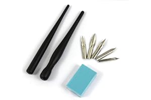 Hillento set dei cartoni animati manga comico tuffo penna, disegno strumento kit di pittura, due neri portapenne maniglie, cinque punte, un pezzo di gomma di disegno