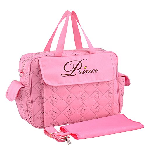 Paonies Mummy Handbag Baby Diaper Nappy Tote Nursery Changing Bag for Holiday Hospital (Pink)