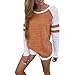 Produktbild OSYARD Mode Damen Langarm Splice Bluse Tops Kleidung T-Shirt(EU 46/XL, Orange)