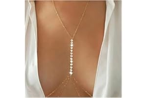 Cubahop Sparkle Crystal Chest Chain Bra Bikini Chain Harness Body Chain Summer Beach Nightclub Jewelry Adjustable for Women and Girls (Gold)