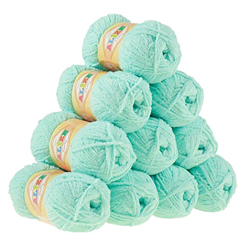 10 x 50g Kuschelgarn Kuschelwolle SOFTY by ALIZE #669 helltürkis