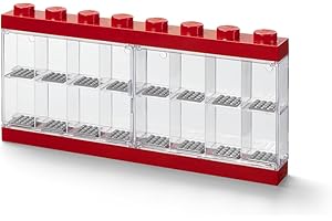 ROOM COPENHAGEN LEGO Minifigure Display Case 16 Red, Stackable Container for Wall or Desk, Space for 16 Minifigures, Home Office Display Cabinets LEGO storage