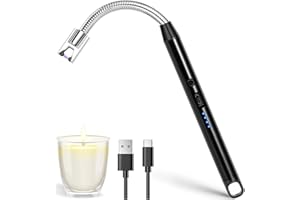 IDEALHOUSE Candle Lighter, Electric Lighter,USB Rechargeable Arc Lighter,Windproof Flameless Electronic Lighters with LED Battery Display Long Flexible Neck for Candles, Gas Stoves, Camping, Barbecue