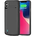 RUNSY iPhone X / 10 Battery Case, 5000mAh Rechargeable Extended Battery Charging Case, External Battery Charger Case, Backup Power Bank Case, Support Lightning Wired Headphones (Black)