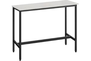 VASAGLE Bar Rettangolare Stretto, Cucina, Tavolo da Pranzo, Telaio in Metallo, 40 x 120 x 90 cm, Facile da Montare, Design Industriale, Bianco Vintage e Nero Inchiostro LBT120B73, White, 120x40x90cm