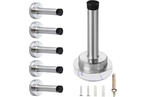 NORTHERN BROTHERS 6 Pack Wall Mounted Door Stoppers for Skirtings Chrome Door Stops Indoors Door Stopper Heavy Duty Doorstop, Self Adhesive Door Stop Stainless Steel Doorstops with Noise Dampening Rubber