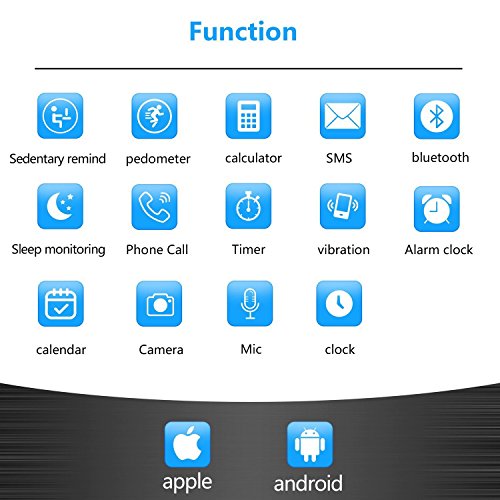 Orologio collegato per smartphone Android, Apple Ios e Windows Bluetooth 4.0Â Smart Watch con supporto SIM Card e fitness tracker Function