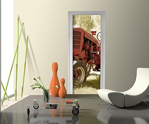 Door wallpaper Old tractor wallpaper art print door image M0517 | 70 x 200cm (W x H) | Decorative foil self-adhesive