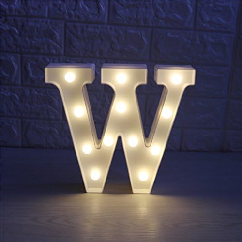 Lamker Decorative LED Lights Alphabet Letter W 26 Letters Sign Warm White Plastic Light up Word for Birthday Wedding Party Bar Bedroom Wall Hanging Night Decorations