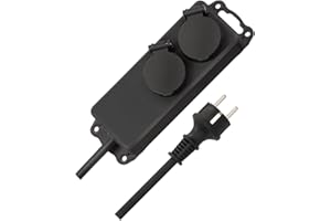 Brennenstuhl Steckdosenverteiler IP44 2-Fach (Steckdosenleiste für den Baustelleneinsatz und den ständigen Einsatz im Freien, 2m Kabel) schwarz