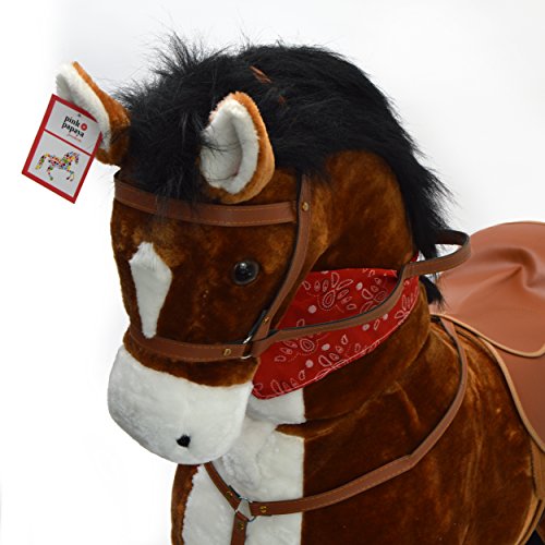 Giant XXL Plüschpferd, 125cm hohes Kinderpferd zum Reiten, fast lebensgroßes Spielzeug Pferd zum drauf sitzen, 380L Volumen, bis 100kg belastbar, mit verschiedenen Sounds, inkl. kleiner Bürste – ein Kindertraum! - 3