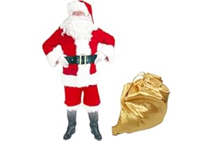 BLUCIELO Weihnachtsmann Kostüm komplett Deluxe, Nikolauskostüm Santa Claus-Erwachsenenkostüm für Weihnachten - Kostüm für Nikolaus Herren & Erwachsene Männer
