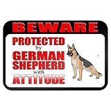 Vorsicht vor geschützt von deutschen Schäferhund mit Attitude 9 x 6 Aluminium Schild Blechschilder Vintage Road Schilder Dose Teller Schilder dekorativer