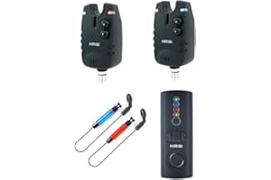 Hirisi Tackle Drahtloses Karpfenangeln Bissanzeiger Set 4+1Wasserdichtes Angelzubehör Bissanzeiger mit Funk (FBA-SQ-2)