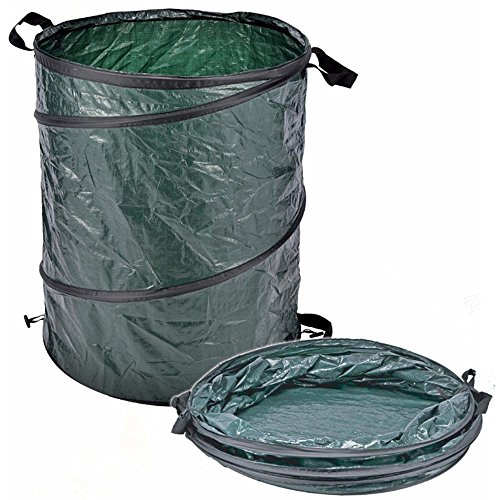 Grafner® 3er Set Pop-Up Gartentasche/Laubsack rund grün 45×50 cm 80L - 3