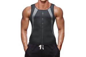 seiveini Herren Abnehmen Weste Schweiß Sauna Effekt Thermo Shaper Tank Top Fitness Schwitzweste Manson Gynecomastia Kompressions Weste mit Reißverschluss Saunaweste