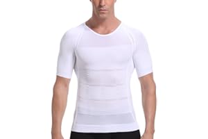 FONCBIEN Compression Shirt for Men, Tummy Control Body Shaper Men Compression Vest Slimming Elastic Compression Tops Waist Trainer Posture Corrector Undershirt