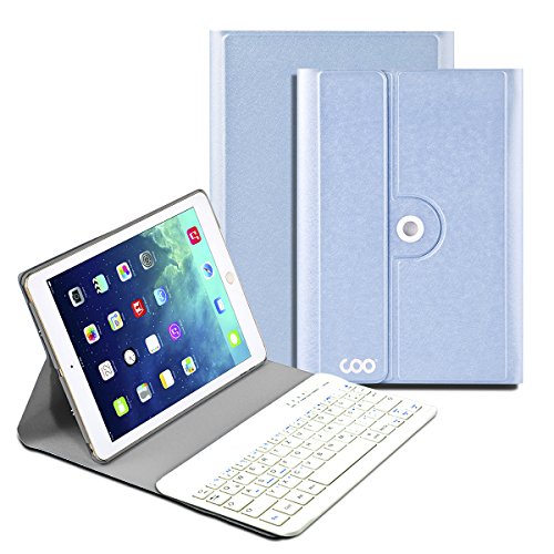 iPad Air 2 Deutsche Bluetooth Tastatur, COO Schutzhülle-Tastatur für Neue Apple iPad(2017)/ iPad Air / Air 2, iPad 5/6, 3in1 Tastatur gilt für IOS, Android, windows System, auch Smart cover mit automatischer Wake/sleep Funktion und Multi-Angle Ständer (Himmelblau)