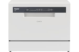 Candy CP 6E51LW Lavavajillas Pequeño y Compacto, 6 Servicios, Digital, 51DBA, 5 Ciclos, Media Carga, Inicio Diferido 3-6-9 horas, Indicador Sal y Abrillantador, Indicador Fin de Ciclo, Blanco