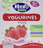 A partir de 6 meses Hero Baby Yogurines Fresa - Paquete de 4 x 100 gr - Total: 400 gr - , Pack de 6