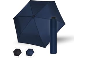 Doppler Regenschirm Zero Large in deep blue I Ultra leichter Minischirm I Handöffner Taschenschirm I mit Schirmtasche I kompakt & leicht I Taschenregenschirm sturmfest
