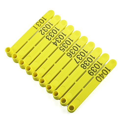 Farm & Ranch One-piece ear tags with number 001-100 for Goat Sheep Cattle Pig Animal Marker Tool Universal Tagger Puncher Pliers Farm Supplies (ear tags with number 001-100)
