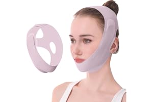 MKVZIYE Fascia per lifting viso,maschera doppio mento,fascia doppio mento donna,Utilizzabile in tutte le stagioni,Adatto a tutte le forme del viso,Rosa chiaro