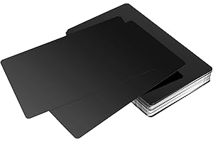 CHEUKYIU 50 sztuk metalowych wizytówek 0,21 mm, czarne, grawerowane laserowo, aluminiowe półfabrykaty do grawerowania, do domu, biura, dla klientów, karty podarunkowe, 86 x 54 mm, 86 x 54 mm