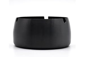 Skyzone Posacenere, Posacenere in Acciaio Inox Posacenere Rotondo Nero per Sigarette per Esterni, Casa, Ufficio Hotel Ristorante, Feste, Bar (Diametro 10 cm)