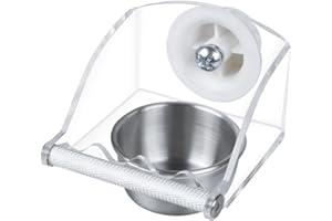 BDKMMS Small Bird Food Water Bowl, Stainless Steel Parrot Feeding Cups with Stand Birdcage Bath Shower Cage Hanging Feeder Cup for Budgie Parrot, Parakeet, Cockatiel