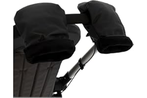 Manoplas Carrito Bebé Rosy Fuentes- Con Forro Polar Interior - Guantes para Carro Bebé - Tejido Suave y Agradable - Manoplas Carro Bebé Universales 0-negro
