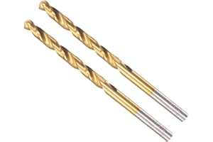 CoCud Torsione Trapano Punte, 4.8mm Perforazione Diametro, Titanio Rivestito Alta Velocità Acciaio 6542 Dritto Rotondo Gambo per Inossidabile Acciaio Lega Metallo, 2-Pezzi
