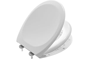 DERW DREW Oval Toilet Seat Soft Close with One-Button Quick Release, Universal Fit Top Fixing Adjustable Hinges, Easy to Install, Heavy Duty Eco-Friendly Polypropylene, Anti-Aging & Easy-Clean, Gloss White