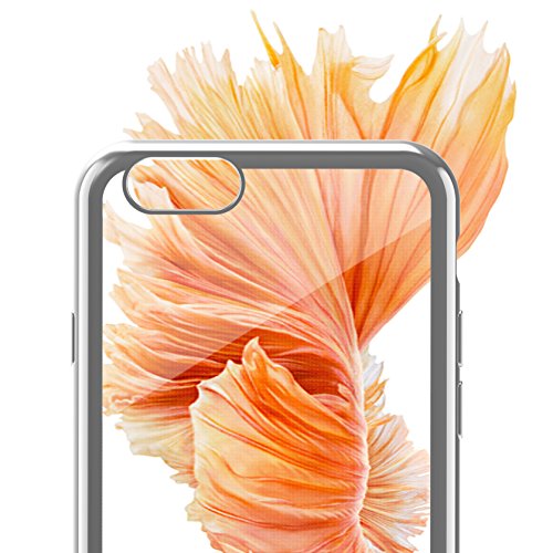 iPhone 6 Case,iPhone 6s Case,Splaks [Moonlight Silver] Extra Shock-Absorb Clear back panel+Silver Metal Plating Frame,Extreme Lightweight Soft Flexible Silicone Rubber Anti-Scratch Protective Case For iPhone 6/6s-Moonlight Silver